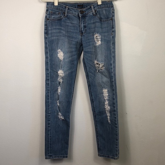 Edyson Relaxed Boyfriend Destroyed Distressed Light Wash 26 Mid Rise - Picture 1 of 13
